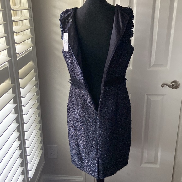 NWT J. Crew Sparkly Navy Tweed Shift Dress 10 - Picture 8 of 13